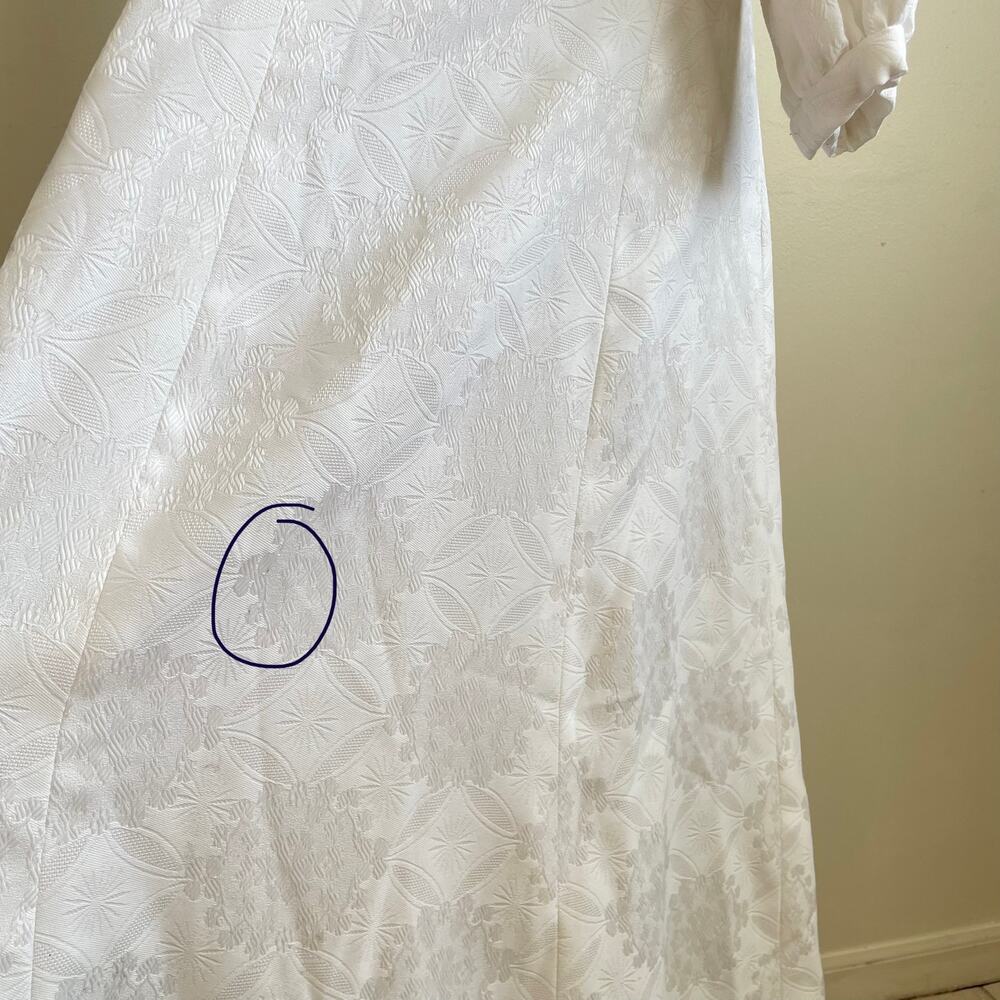 Vintage 60s 70s White Long Sleeve Maxi Dress Medium - Picture 4 of 7